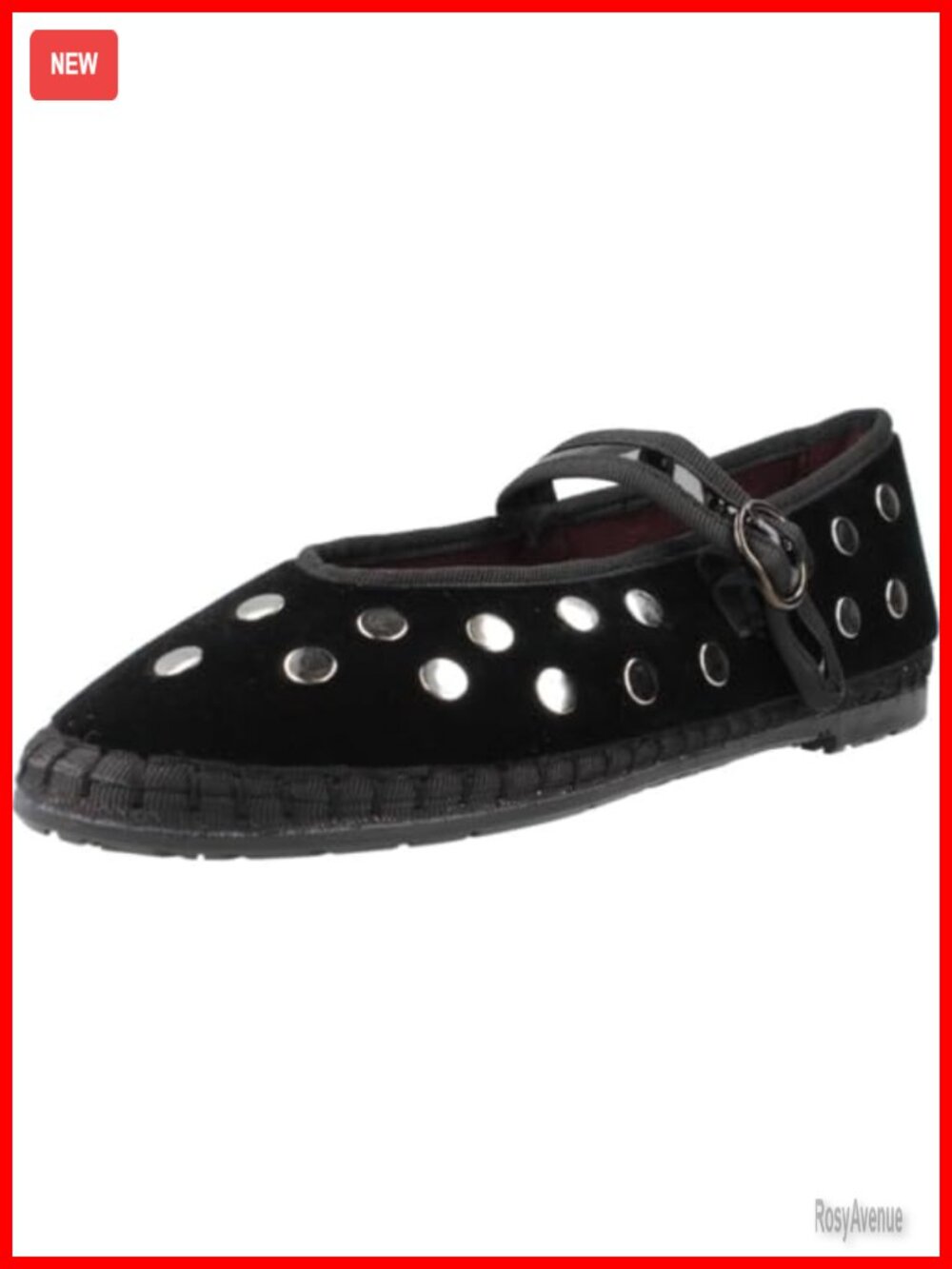 Women's Velvet Mary Jane Flats Rubber Sole Slip On Shoes